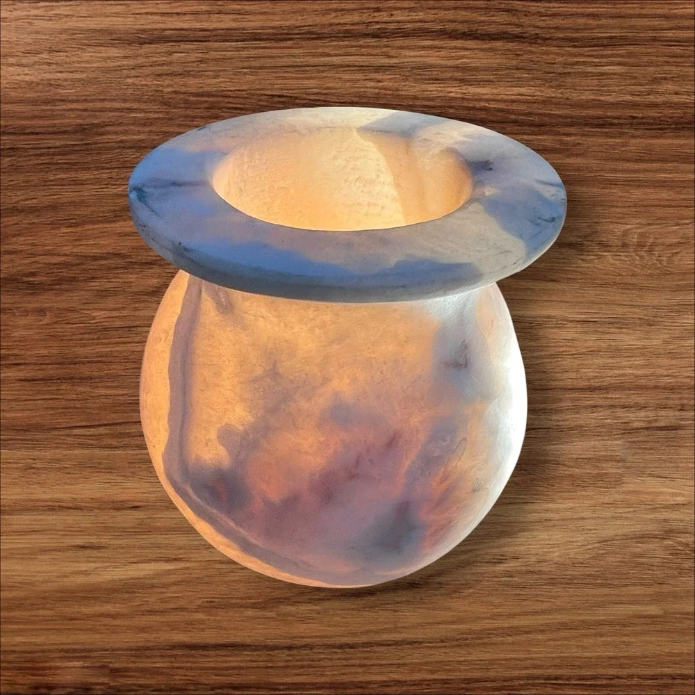 Egyptian Alabaster/marble Onyx Stone Vase‎ Lid And Serving Tray  VTG Collectible